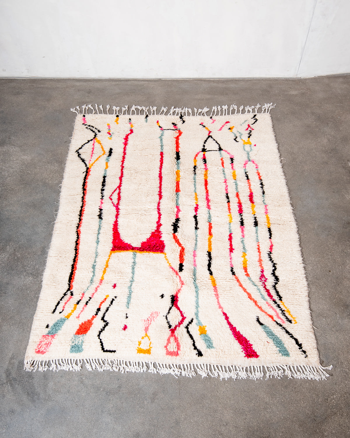Modern designer handcrafted Berber rug from morocco Azilal with beautiful colors and patterns.